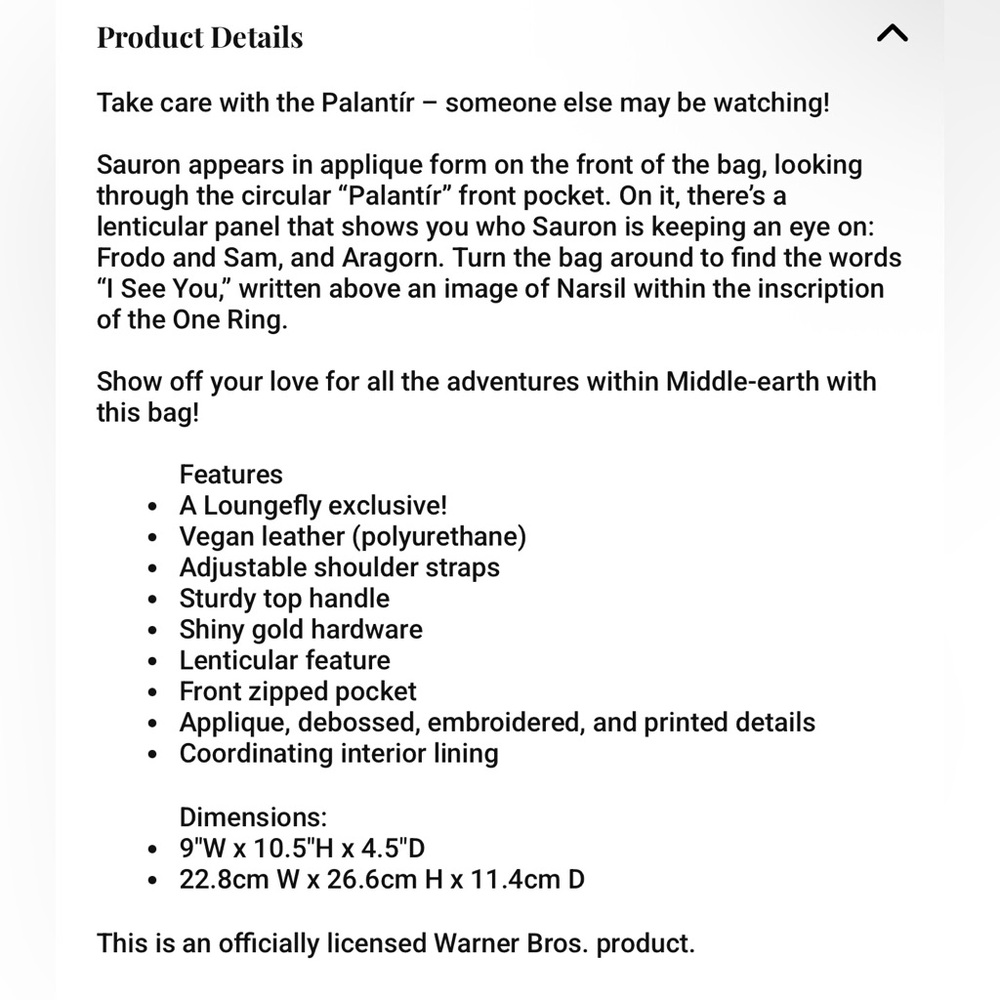 Loungefly Lord of The Rings Sauron mini backpack - Picture 8 of 8